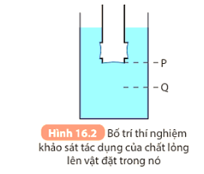 Khi đặt bình sâu hơn (từ vị trí P đến Q) thì tác dụng của chất lỏng